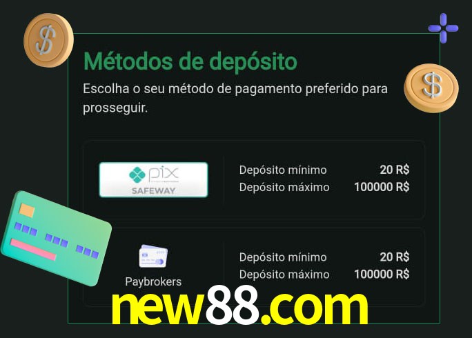 O cassino new88.com oferece uma grande variedade de métodos de pagamento